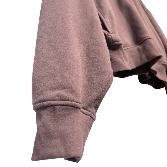 Athleta Quarter Zip Fleece Cropped‎ Sweatshirt Taupe Women's Size L Loungewear - Picture 5 of 10